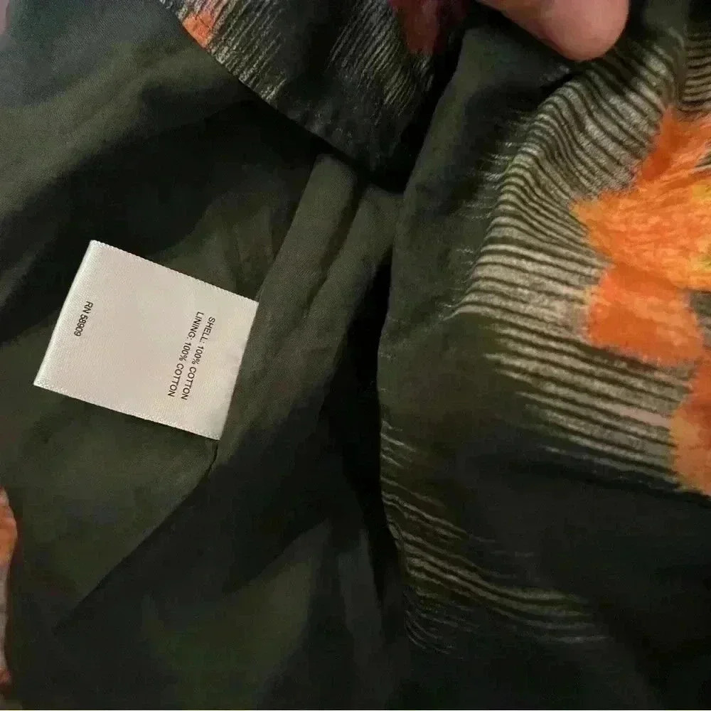 A Loves A Hunter Green Orange Floral All Cotton Dress 3/4 Sleeve size Large - Picture 7 of 7